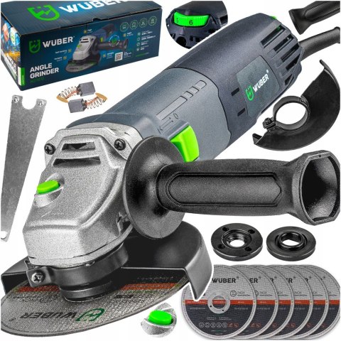 Szlifierka Kątowa Wuber 125Mm 1500W Z Regulacją Obrotów I 6 Tarczami