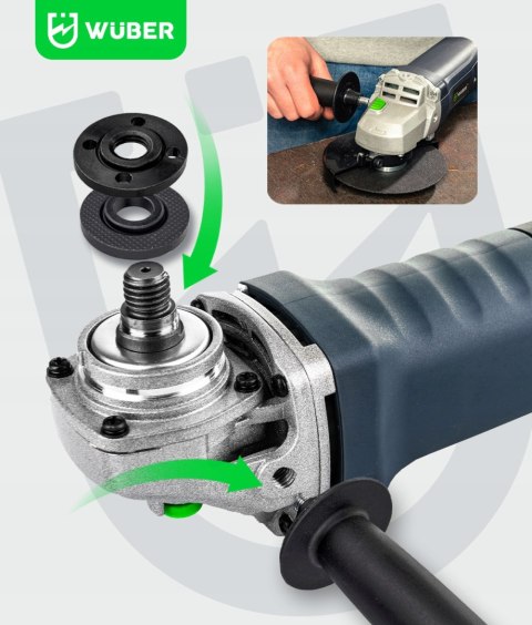 Szlifierka Kątowa Wuber 125Mm 1500W Z Regulacją Obrotów I 6 Tarczami