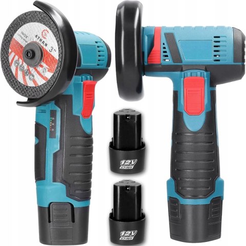 Ak.U.M.Ulatorowa Mini Szlifierka Kątowa 76Mm 12V 19500 Obr./Min 2X Baterie