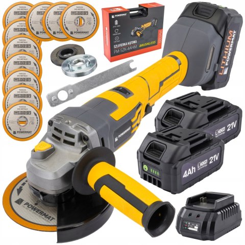 Akumulatorowa Szlifierka Kątowa 21V 125Mm 10000Rpm 2X Aku 4000Mah