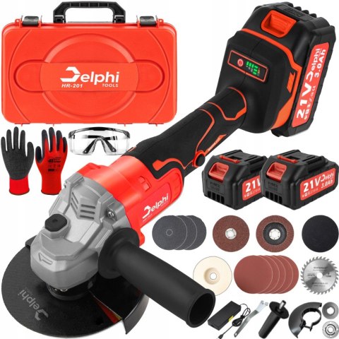 Bezszczotkowa Szlifierka Kątowa 21V 2Xaku 125Mm 1200W Delphi Tools
