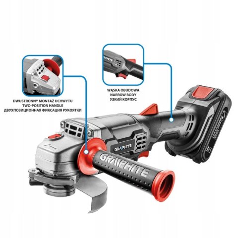 Graphite Szlifierka Kątowa 125Mm 18V 10000Rpm Bezkluczowa Osłona