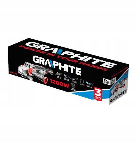 Szlifierka Kątowa 1200W 125Mm 3000-11000 Rpm Antypoślizgowa Graphite