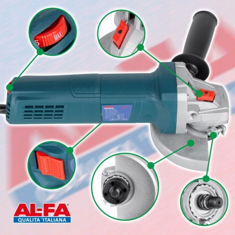 Szlifierka Kątowa Al-Fa Alag-140, 125 Mm, 1400 W, Regulacja Obrotów