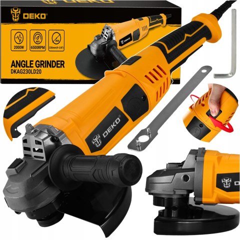 Szlifierka Kątowa Deko 230Mm 2000W M14 Łagodny Rozruch Przekręcana Rękojeść