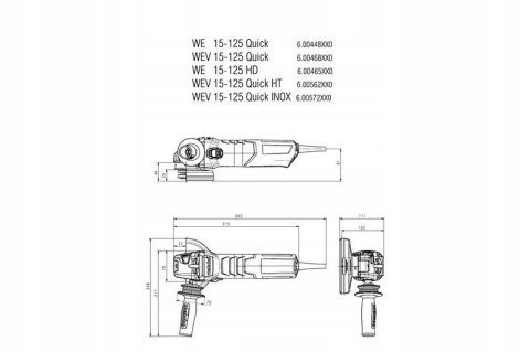 Szlifierka Kątowa Metabo Wev 15-125 Quick 1550W 125Mm M14 4M Kabel