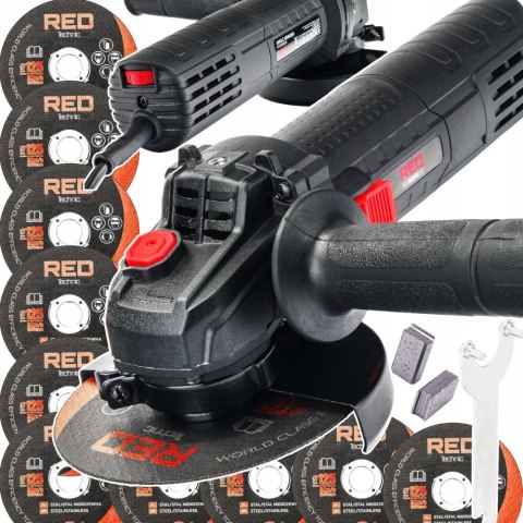 Szlifierka Kątowa Red Technic 125Mm 1300W Z Regulacją I 10 Tarczami