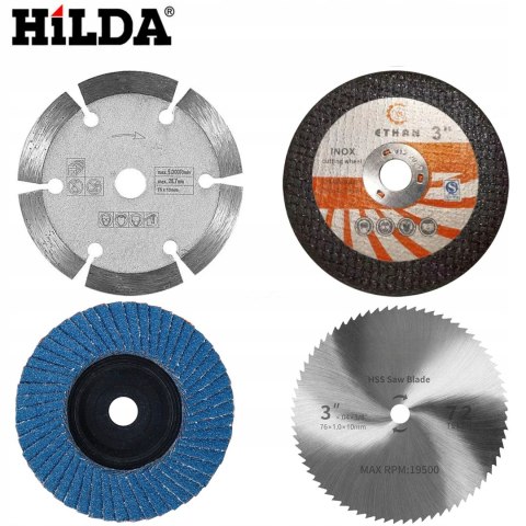 Mini Szlifierka Kątowa Hilda 12V 75Mm Z 4 Tarczami I 2 Akumulatorami