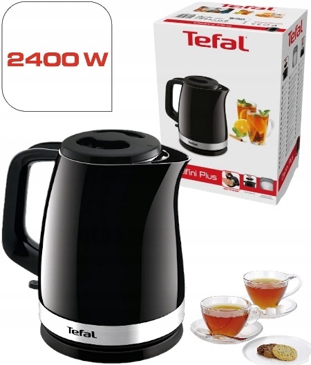 Czajnik elektryczny Tefal Delfini Plus 2400W z filtrem, 1.5L, czarny