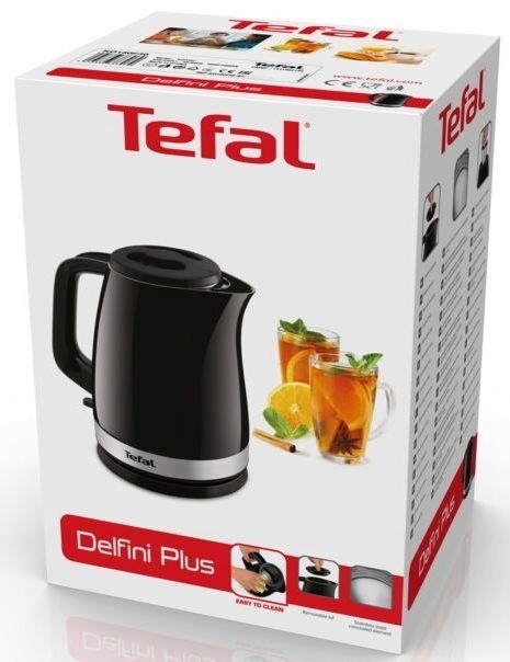 Czajnik elektryczny Tefal Delfini Plus 2400W z filtrem, 1.5L, czarny