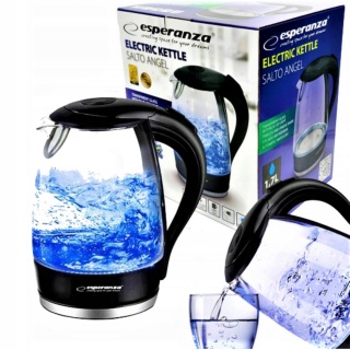 Czajnik elektryczny szklany 1,7L LED Esperanza Salto Angel czarny
