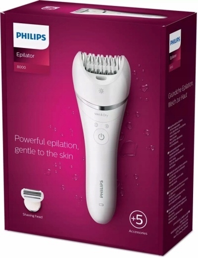 Depilator Philips Series 8000 BRE710/00, mokro/sucho, 40 min