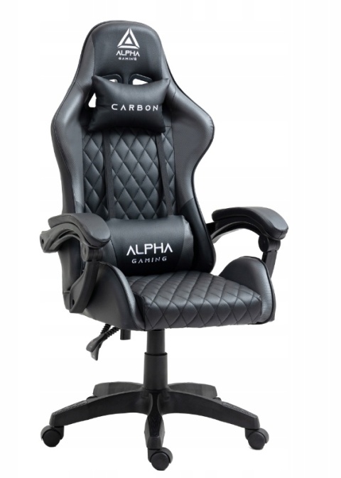 Fotel Gamingowy Alpha Carbon Grey - Ergonomiczne Krzesło Biurkowe