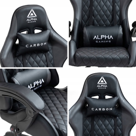 Fotel Gamingowy Alpha Carbon Grey - Ergonomiczne Krzesło Biurkowe