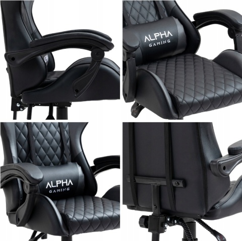 Fotel Gamingowy Alpha Carbon Grey - Ergonomiczne Krzesło Biurkowe
