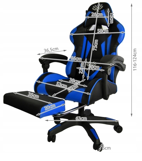 Fotel Gamingowy DUNMOON Blue - Ergonomiczny Krzesło Obrotowe dla Gracza