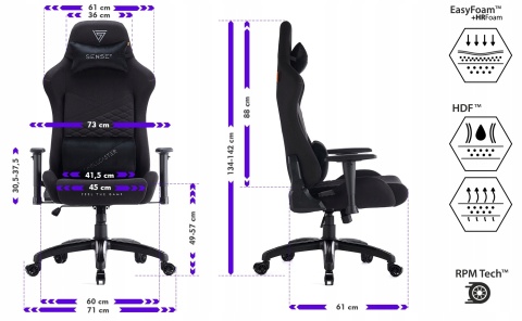 Fotel Kubełkowy Gamingowy Materiałowy Biurowy Obrotowy Senshi Xl Sense7