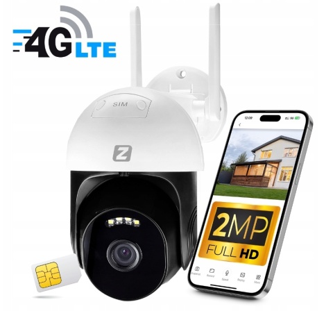 Kamera IP 4G z detekcją ruchu, 2MP, zdalne monitorowanie HD