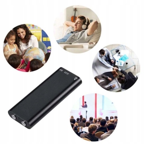 Mini Dyktafon Szpiegowski 8GB z Detekcją Głosu i Słuchawkami