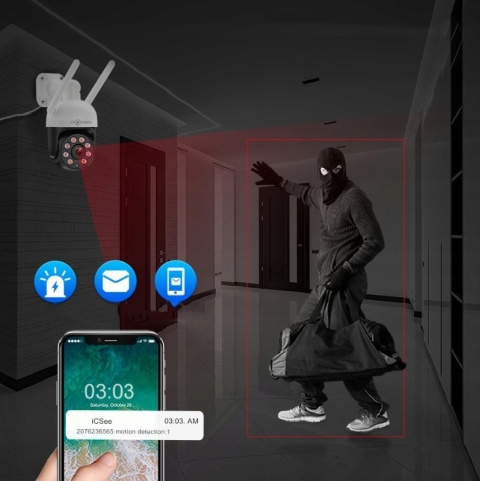 Kamera Zewnętrzna Obrotowa Bezprzewodowa Ip Wifi 4X Zoom 4Mpx 4Mp Smart Hd