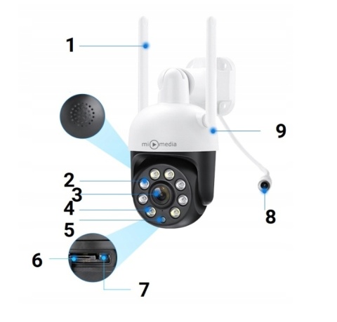 Kamera Zewnętrzna Obrotowa Bezprzewodowa Ip Wifi 4X Zoom 4Mpx 4Mp Smart Hd