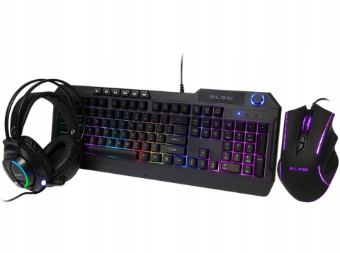 Zestaw Gamingowy BLOW CYBERGOD: Klawiatura, Mysz, Słuchawki LED