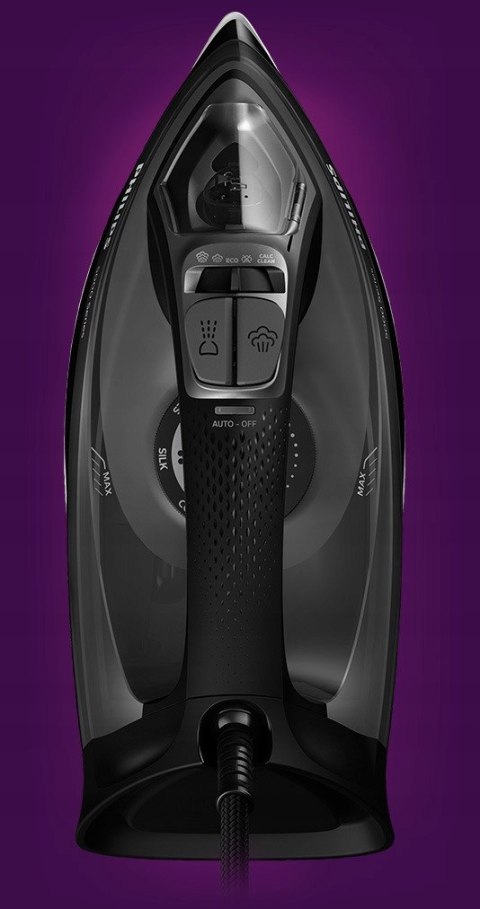 Żelazko Parowe 2600W Czarne, Strumień Pary 200G/Min, Stopa Steamglide Plus