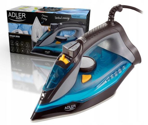 Żelazko Parowe Adler 5032 3000W 5 Funkcji Auto Wyłączenie, Ceramiczna Stopa