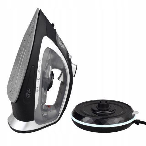 Żelazko Parowe Adler 2800W - Bez/Przewodowe, Ceramiczna Stopa, 2 Tryby