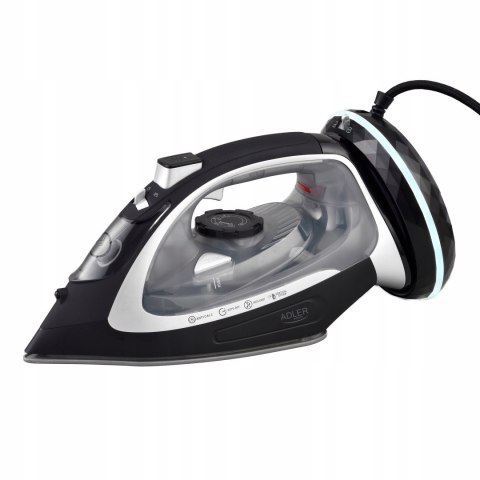 Żelazko Parowe Adler 2800W - Bez/Przewodowe, Ceramiczna Stopa, 2 Tryby