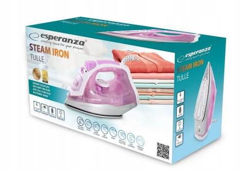 Żelazko Parowe Esperanza 2400W Ceramiczna Stopa Silny Wyrzut Pary Anti-Drip