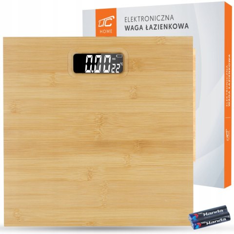 Elektroniczna Bambusowa Waga Łazienkowa 180Kg Led Z Tarą, Automatyczne Zero
