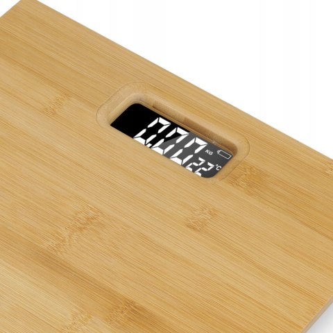 Elektroniczna Bambusowa Waga Łazienkowa 180Kg Led Z Tarą, Automatyczne Zero