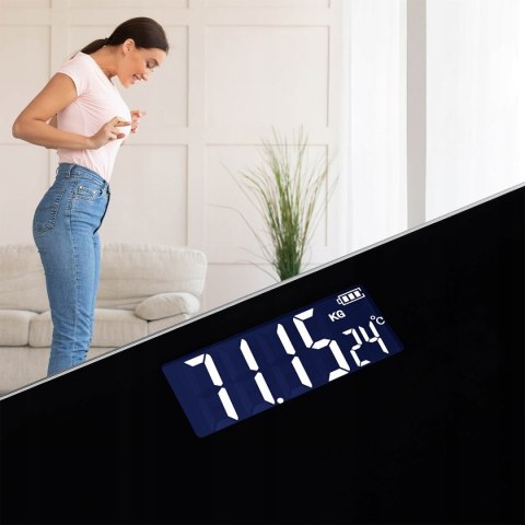 Elektroniczna Waga Łazienkowa Grundig Z Termometrem Lcd Szklana Do 180 Kg