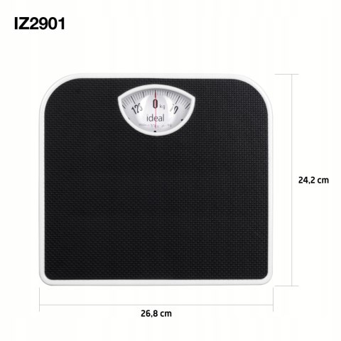Mechaniczna Waga Łazienkowa Iz9201 Ideal 130Kg Analogowa Bez Baterii Czarna
