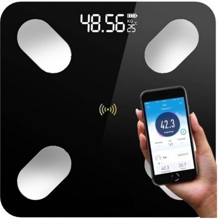 Waga Łazienkowa Bluetooth 180Kg Z 25 Funkcjami, Z Miarą I Bateriami