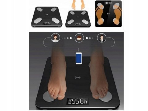 Waga Łazienkowa Bluetooth 180Kg Z 25 Funkcjami, Z Miarą I Bateriami
