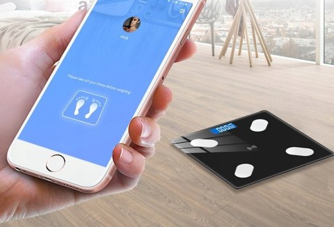 Waga Łazienkowa Bluetooth 180Kg Z 25 Funkcjami, Z Miarą I Bateriami