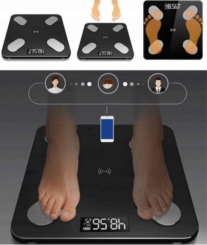 Waga Łazienkowa Bluetooth 180Kg Z 25 Funkcjami, Z Miarą I Bateriami