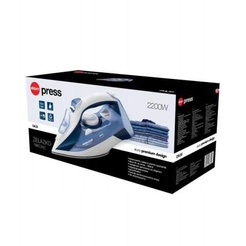 Żelazko Parowe Da36 Press 2200W - Ceramiczna Stopa, Pion/Poziom, Anti-Drip