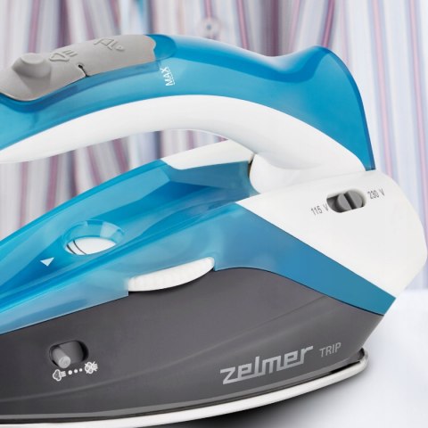 Żelazko Parowe Zelmer Trip 1100W Składane, Turystyczne, Prasowanie Pionowe
