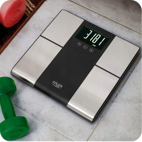 Analityczna Waga Łazienkowa Adler Ad 8165 225Kg - Masa, % Tłuszczu, Bmi