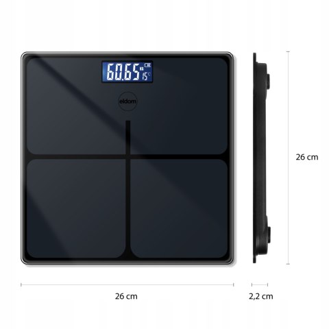 Elektroniczna Waga Łazienkowa Eldom Gwo270 180Kg Szklana Dotykowa Lcd Temp