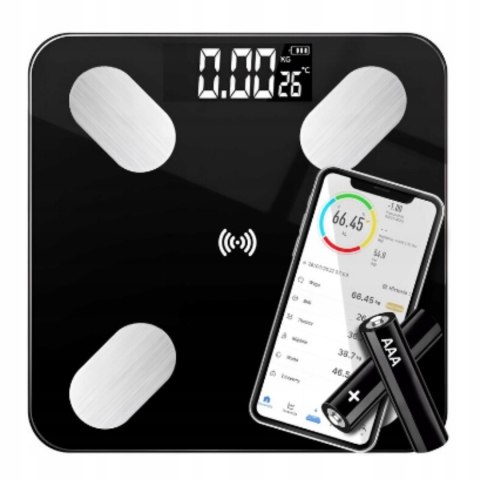 Inteligentna Waga Łazienkowa 180Kg 8-Parametrowa Bluetooth Z Temperaturą