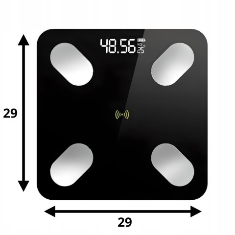 Inteligentna Waga Łazienkowa 180Kg 8-Parametrowa Bluetooth Z Temperaturą