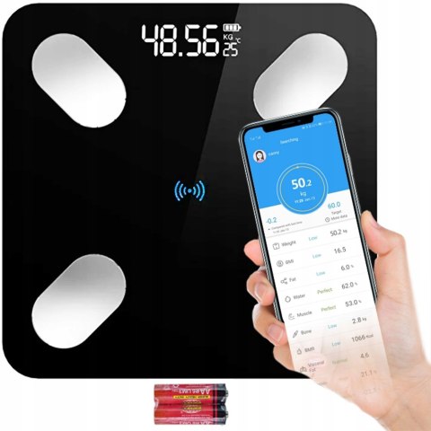Inteligentna Waga Łazienkowa Bluetooth Analityczna 180Kg Okok Aplikacja