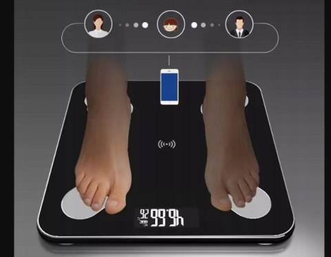 Inteligentna Waga Łazienkowa Bluetooth Analityczna 180Kg Okok Aplikacja