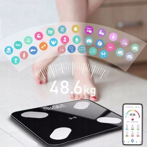 Inteligentna Waga Łazienkowa Bluetooth Analityczna 180Kg Okok Aplikacja