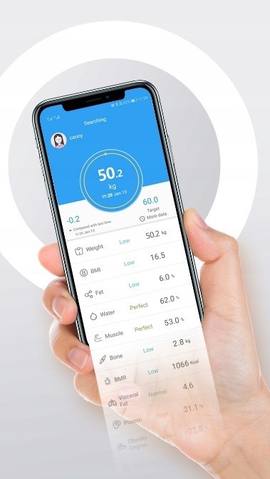 Inteligentna Waga Łazienkowa Bluetooth Analityczna 180Kg Okok Aplikacja