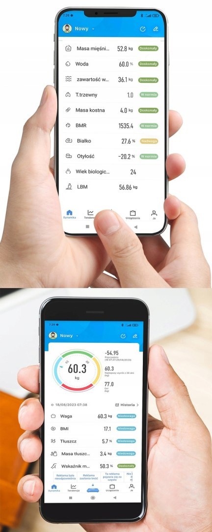 Inteligentna Waga Łazienkowa Bluetooth Analityczna 180Kg Okok Aplikacja
